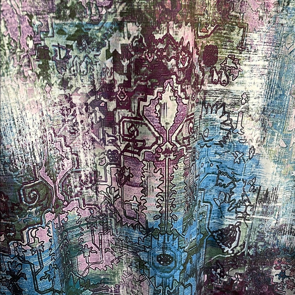 NWOT Christopher & Banks Blue and Purple Mosiac Long Sleeve Top - Picture 5 of 7